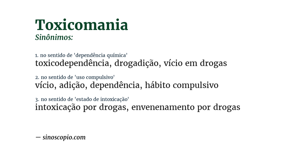 Sinônimo de toxicomania