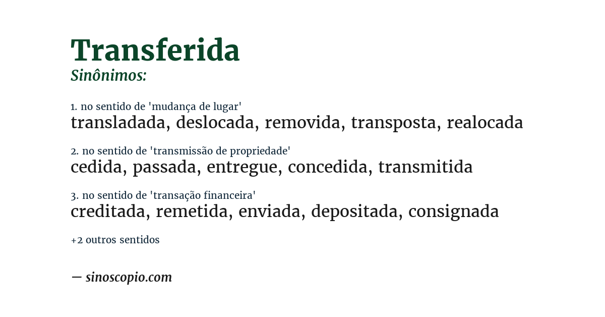 Sinônimo de transferida
