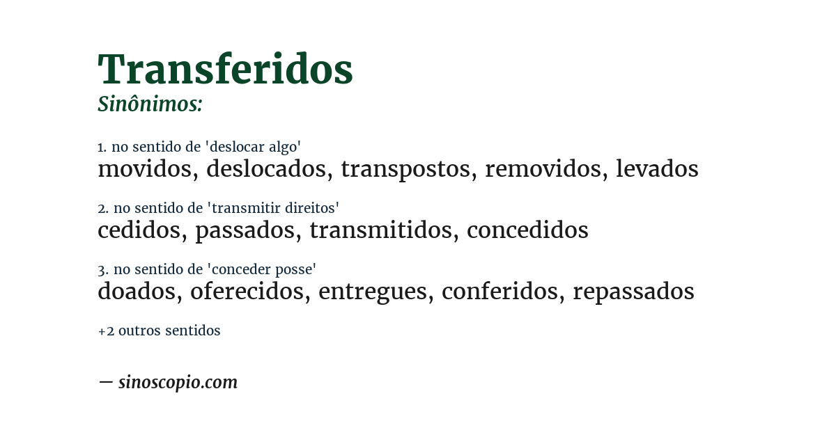 Sinônimo de transferidos
