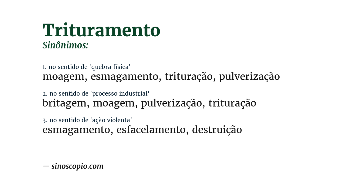 Sinônimo de trituramento