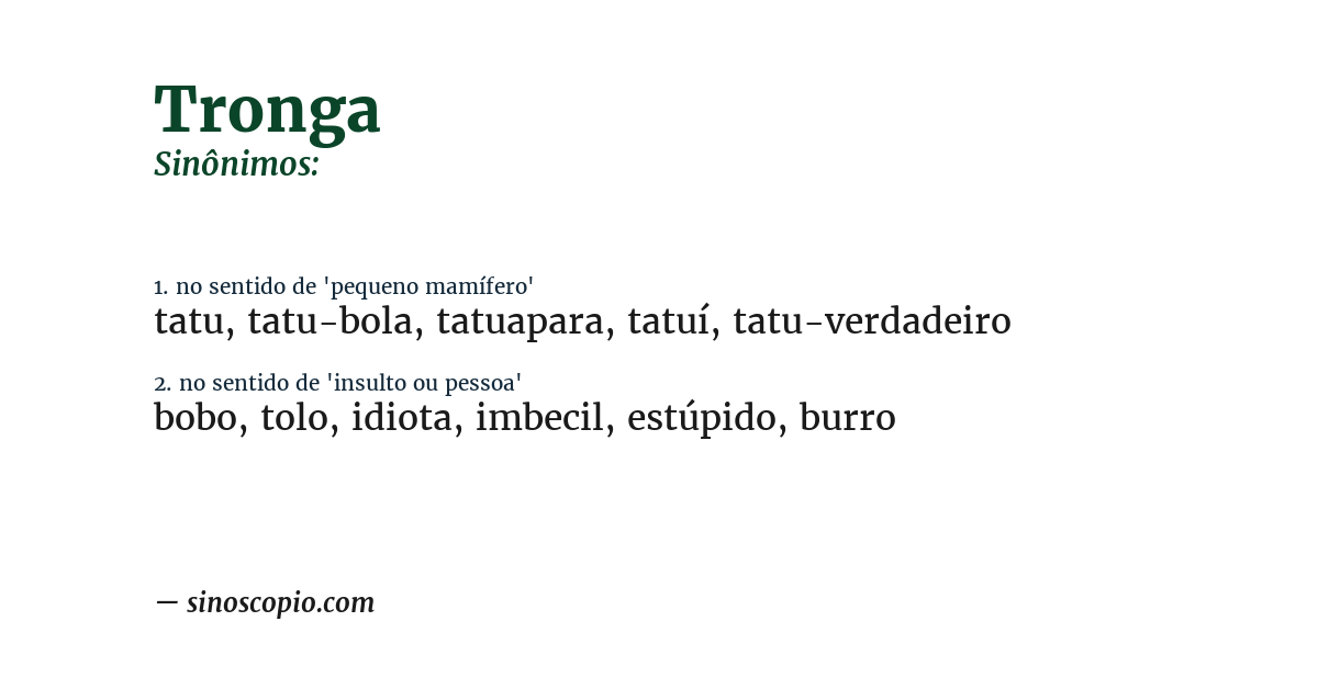 Sinônimo de tronga