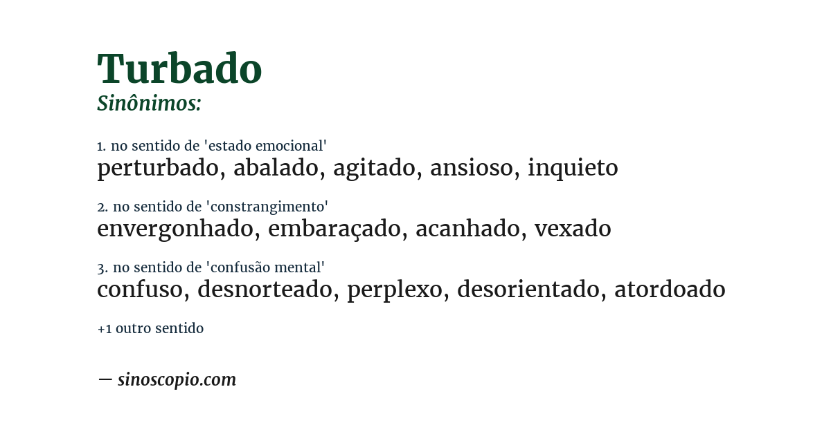 Sinônimo de turbado