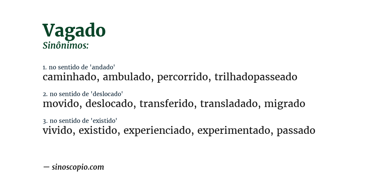 Sinônimo de vagado
