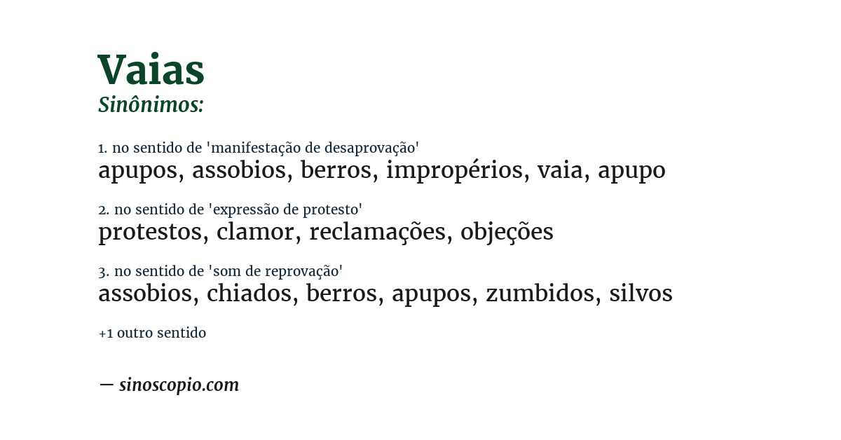 Sinônimo de vaias