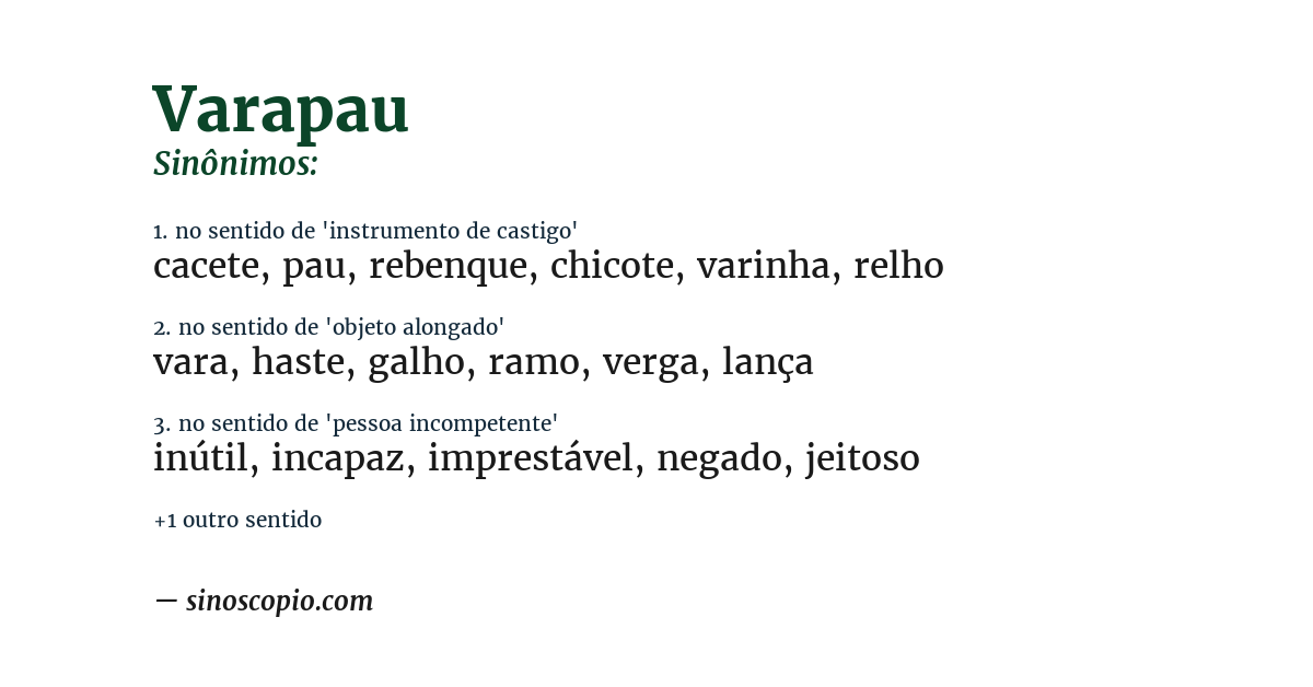 Sinônimo de varapau