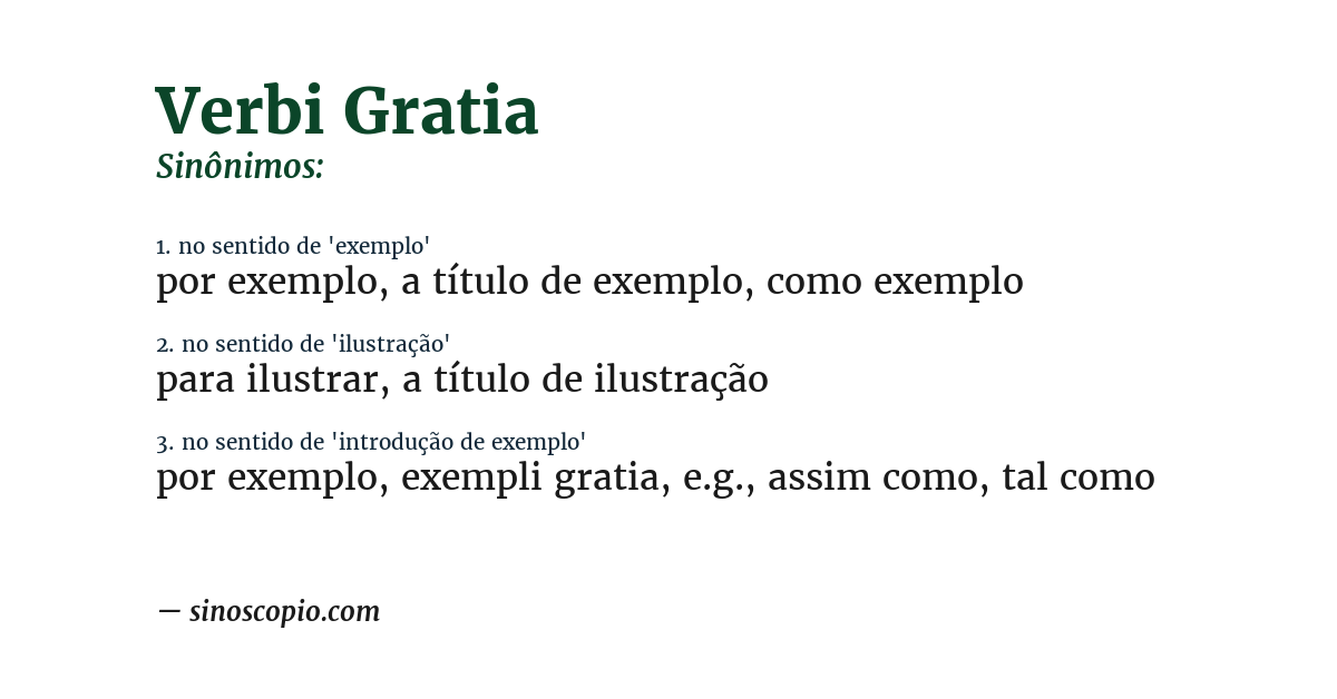 Sinônimo de verbi gratia
