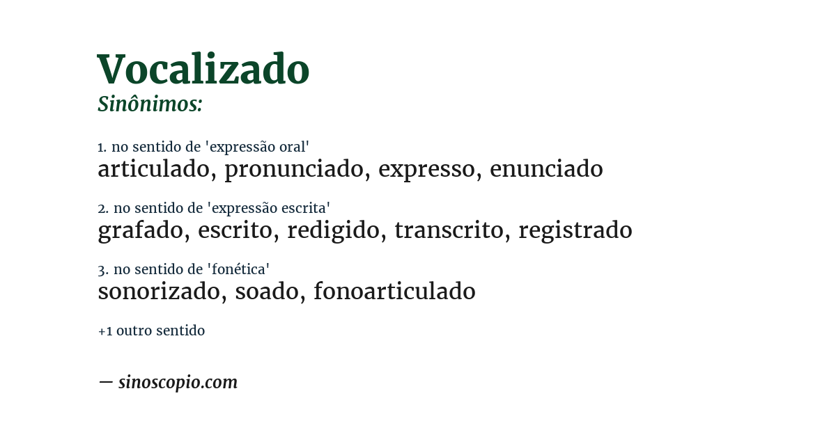 Sinônimo de vocalizado