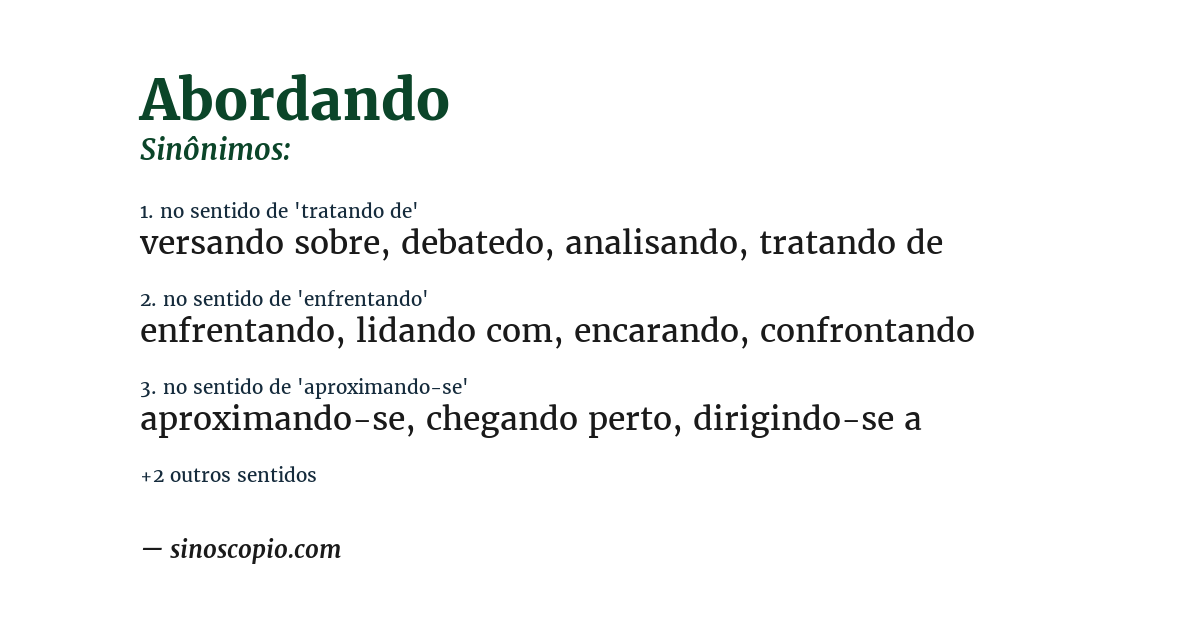 Sinônimo de abordando