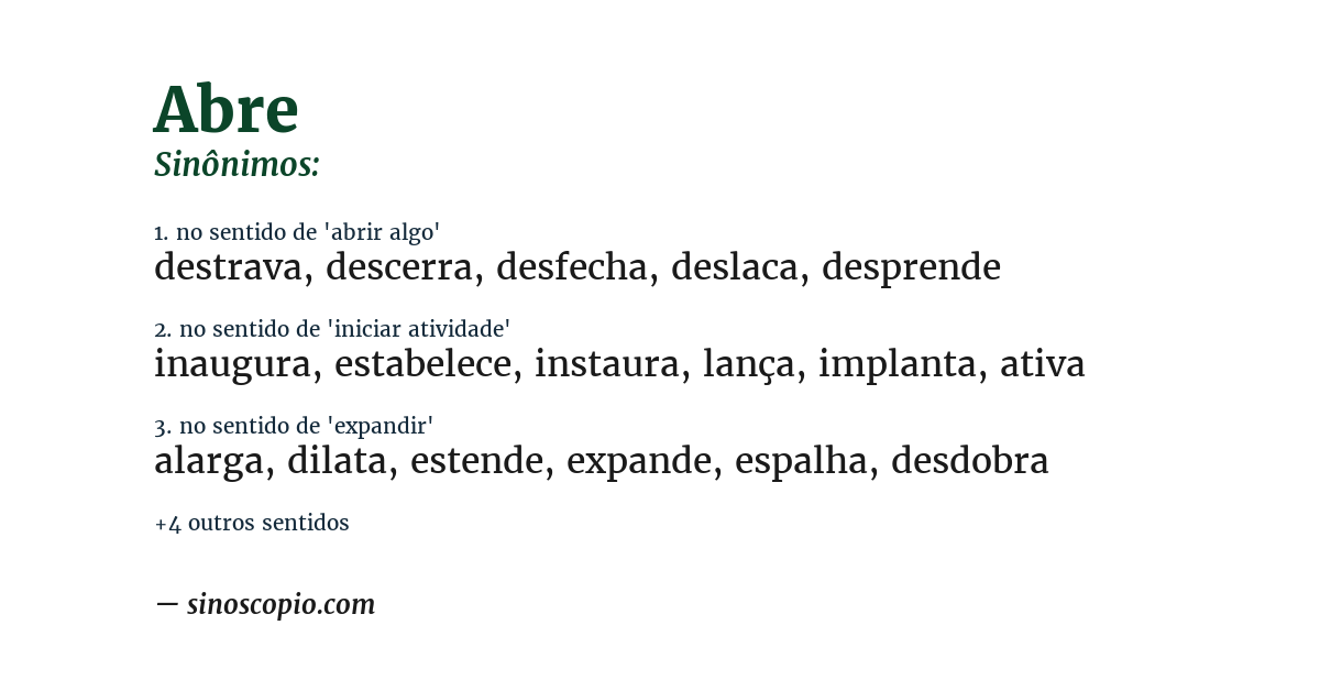 Sinônimo de abre