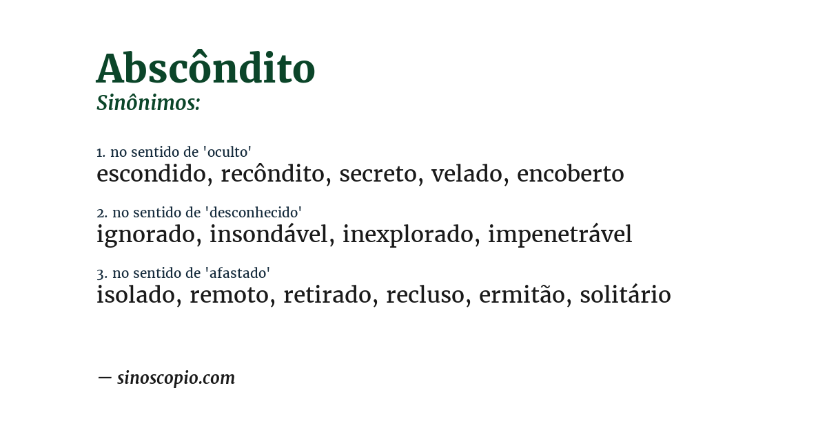 Sinônimo de abscôndito