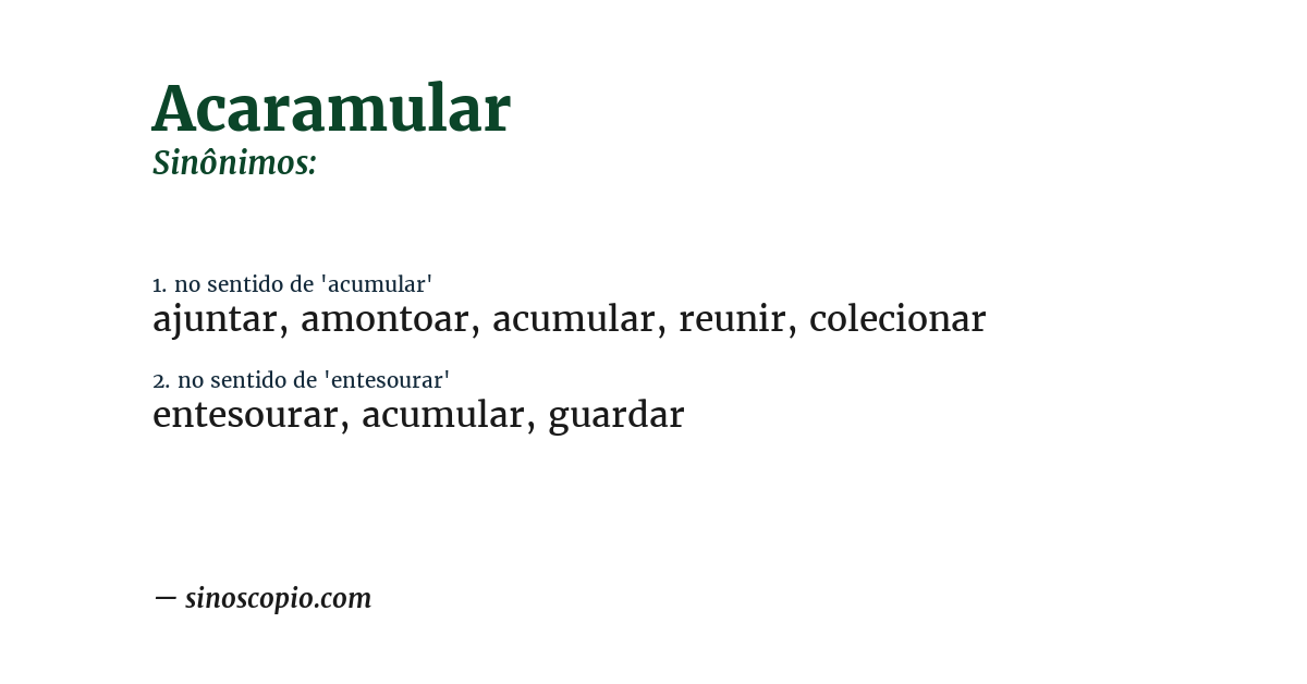 Sinônimo de acaramular