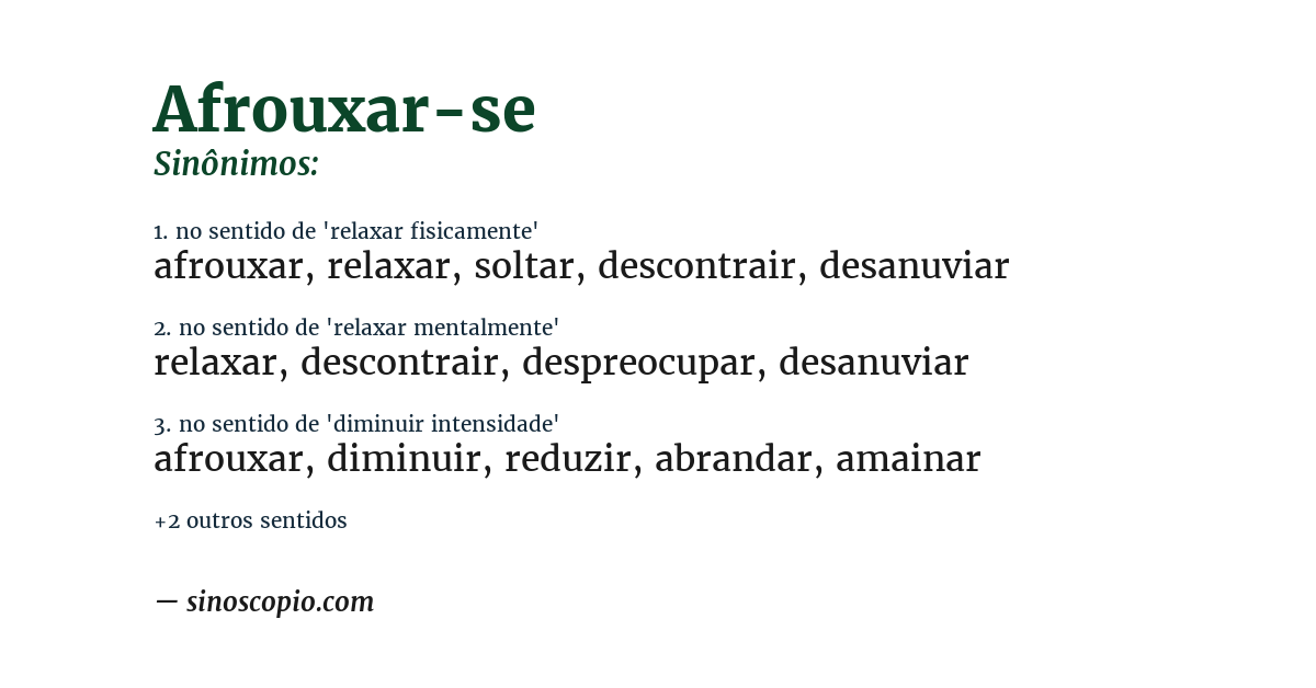 Sinônimo de afrouxar-se