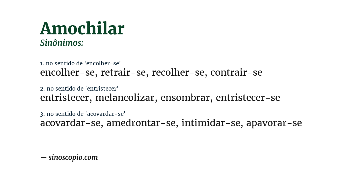 Sinônimo de amochilar