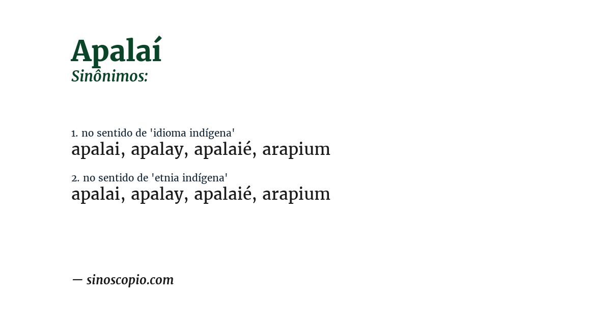 Sinônimo de apalaí