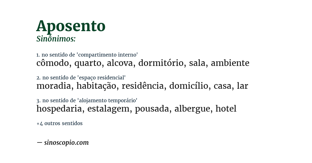 Sinônimo de aposento