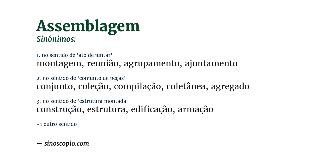 Sinônimo de assemblagem