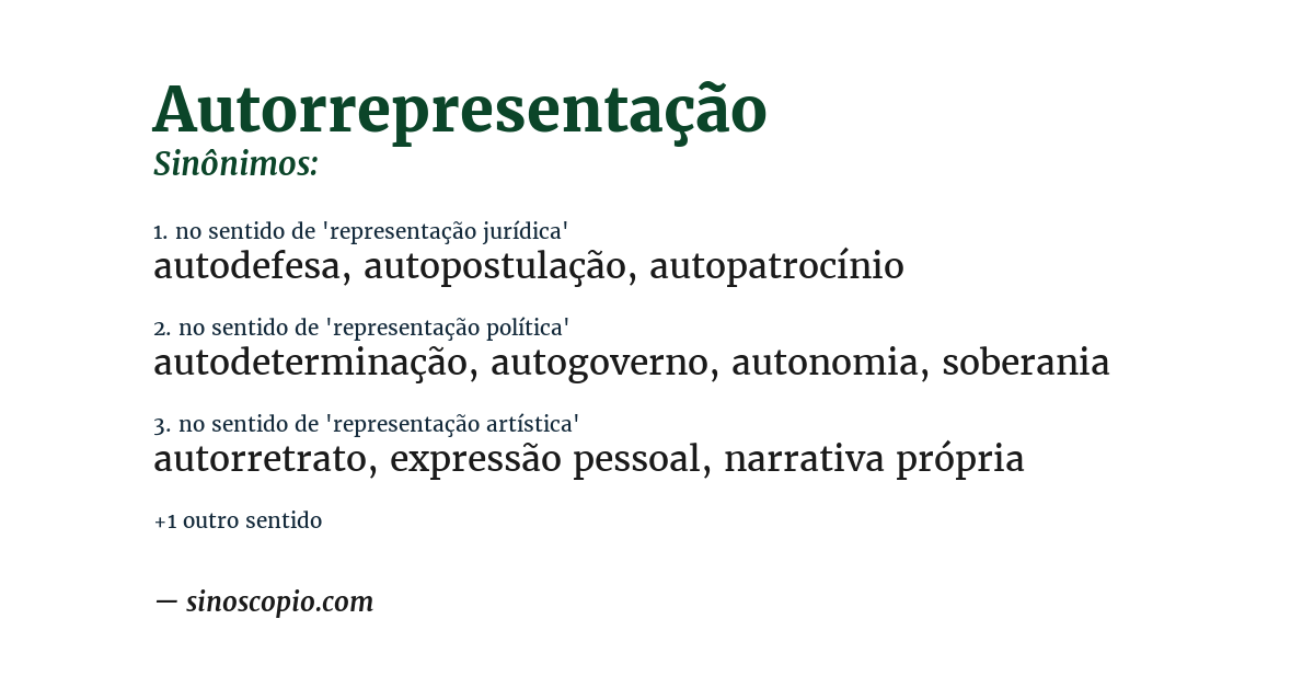 Sinônimo de autorrepresentação