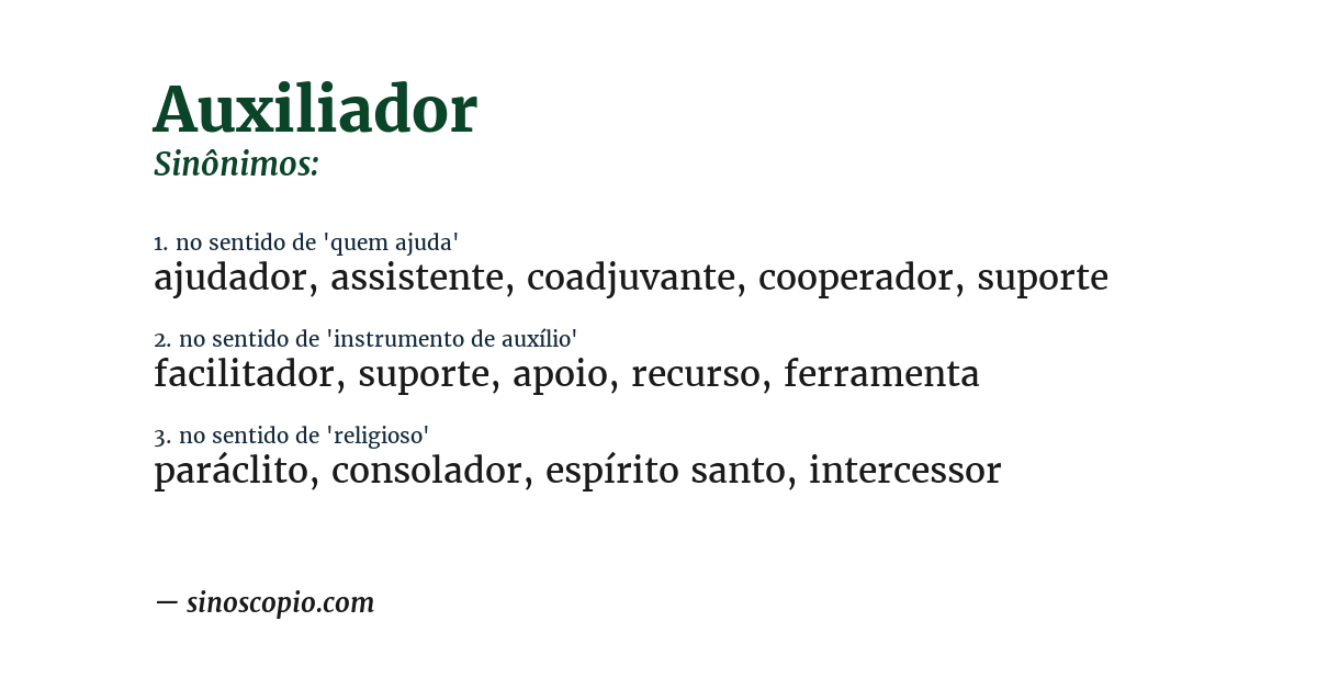 Sinônimo de auxiliador