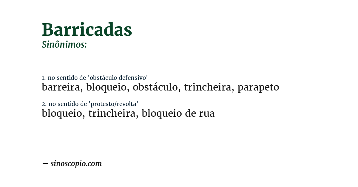 Sinônimo de barricadas
