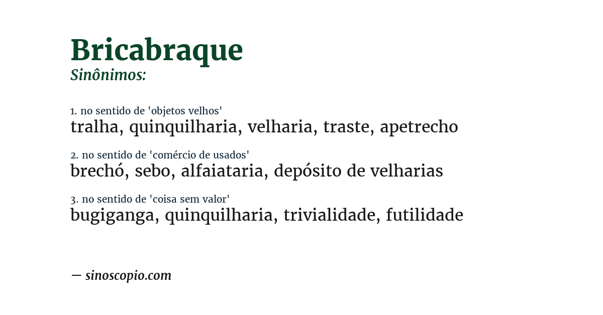 Sinônimo de bricabraque