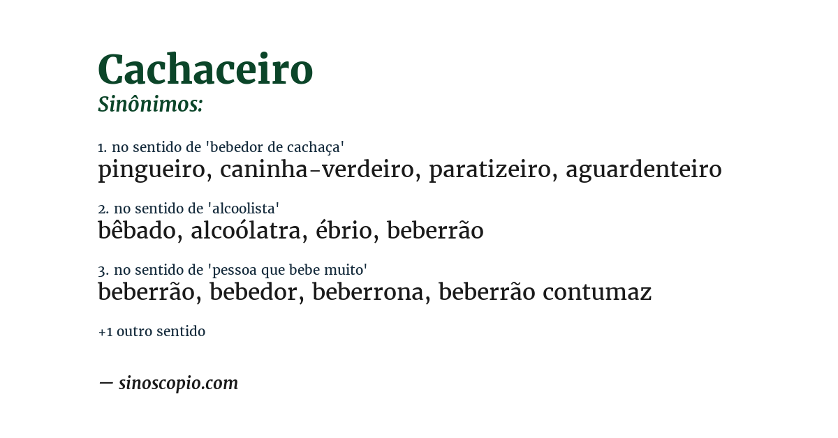 Sinônimo de cachaceiro