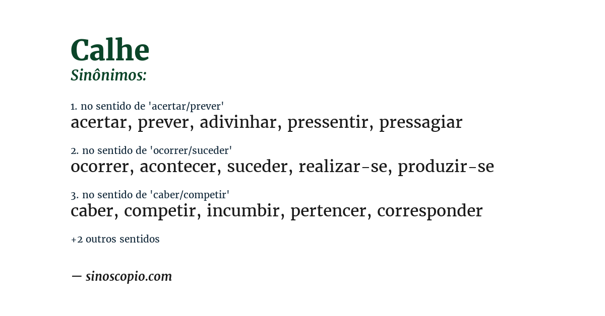 Sinônimo de calhe