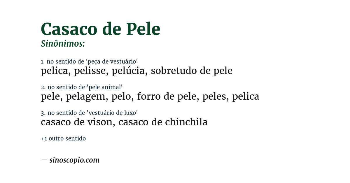 Sinônimo de casaco de pele
