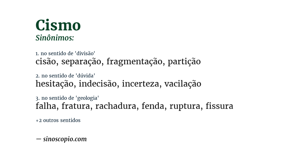 Sinônimo de cismo