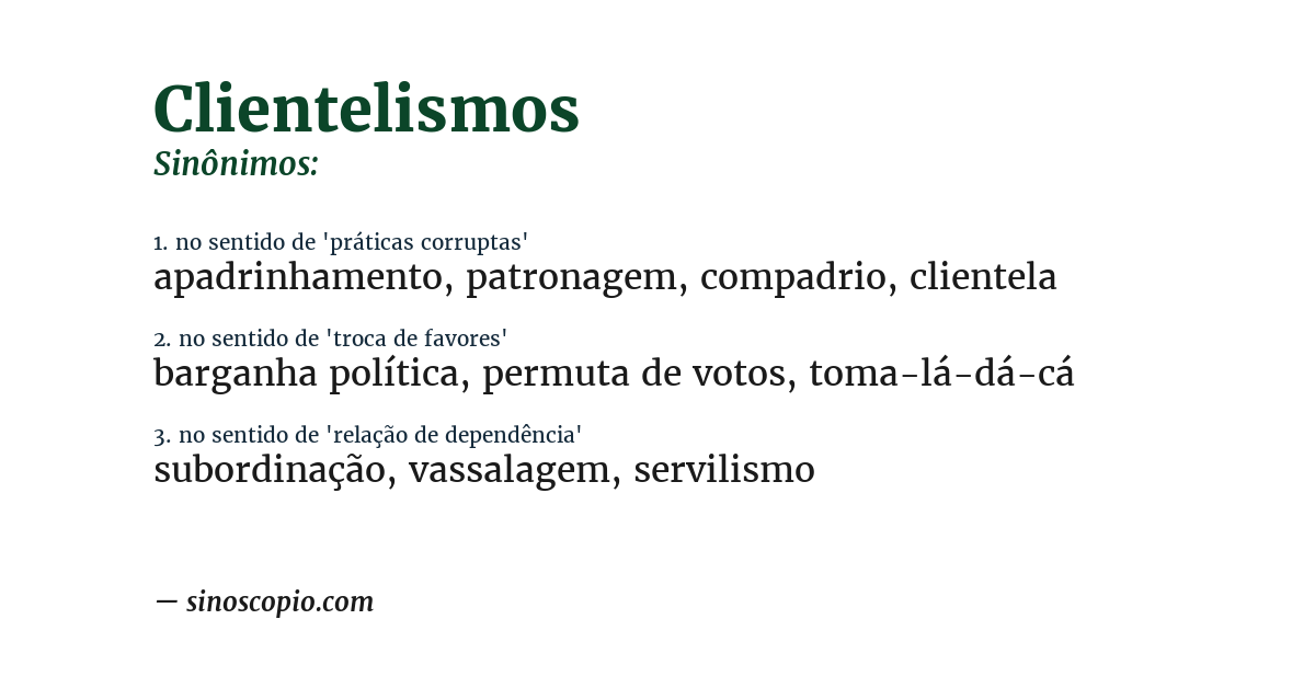 Sinônimo de clientelismos
