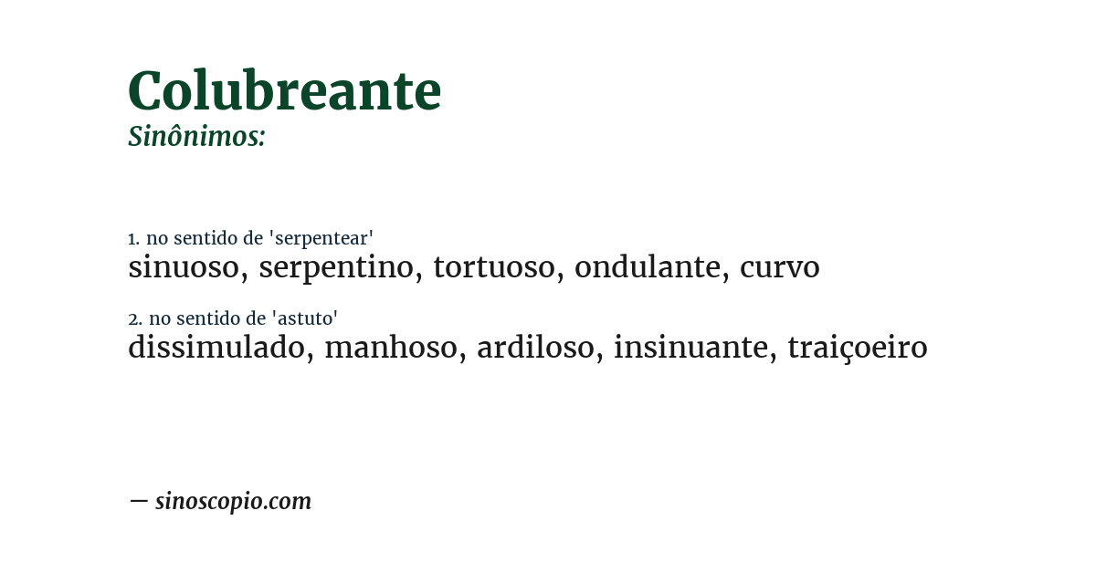Sinônimo de colubreante