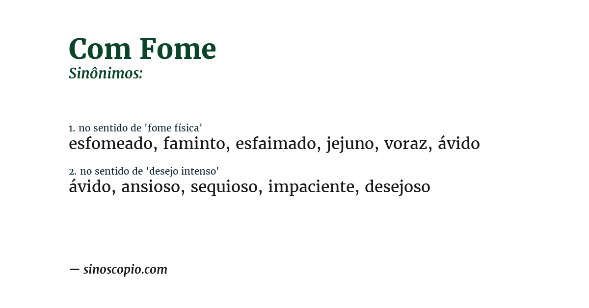 Sinônimo de com fome