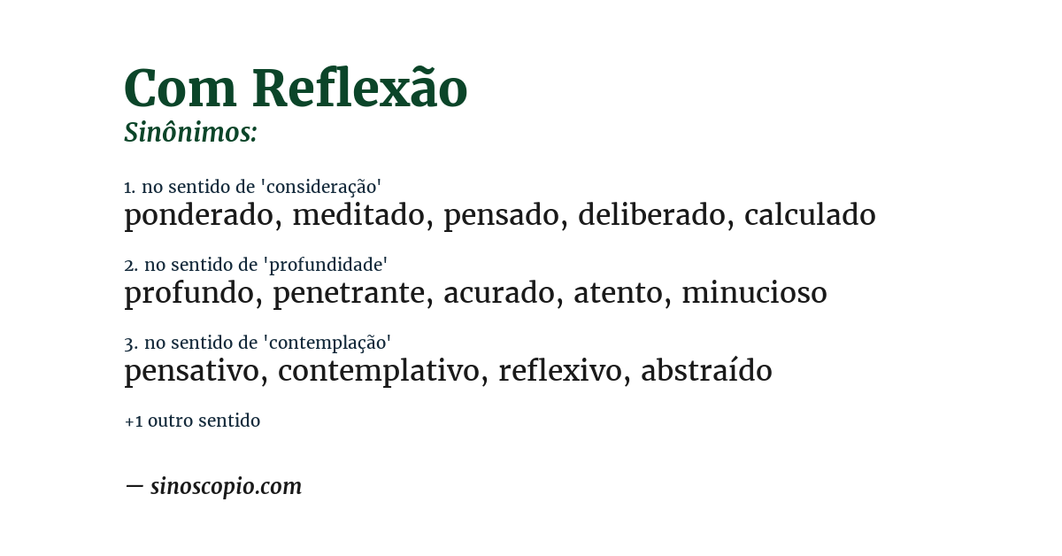 Sinônimo de com reflexão