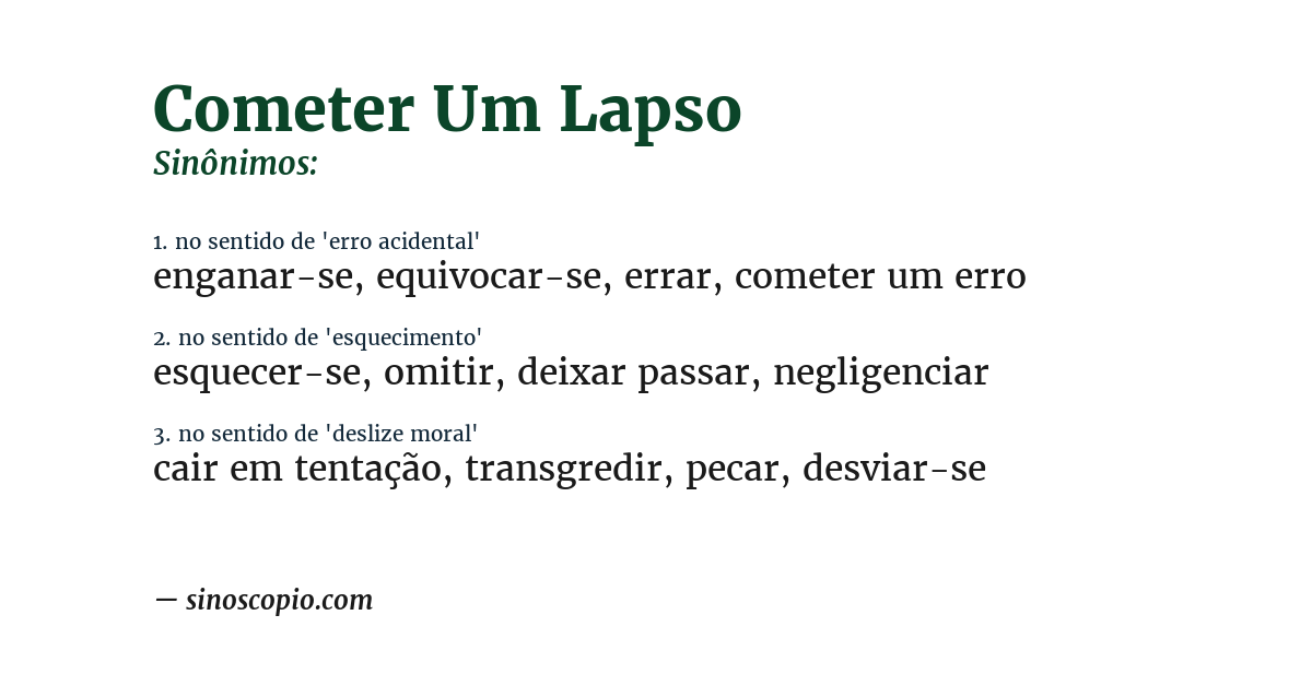 Sinônimo de cometer um lapso