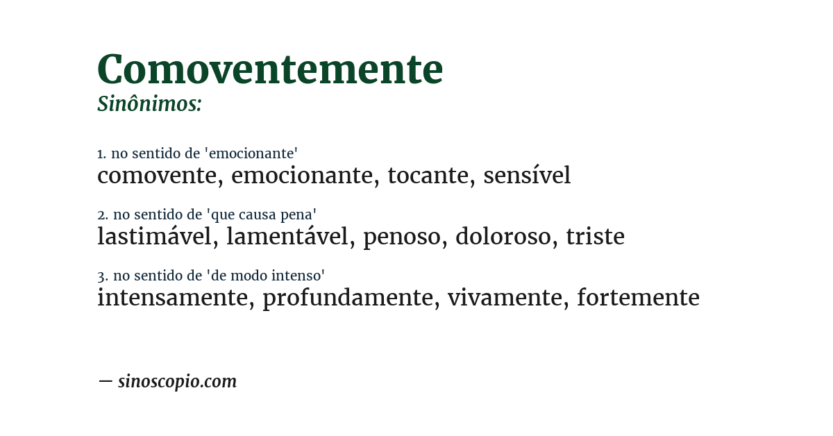 Sinônimo de comoventemente