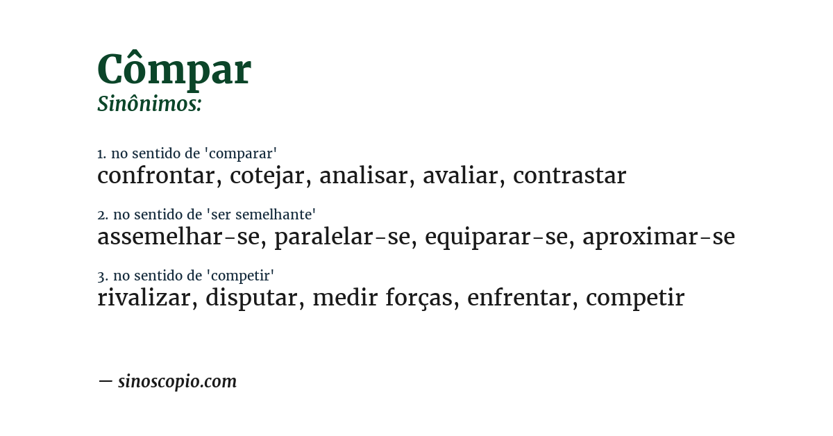 Sinônimo de cômpar