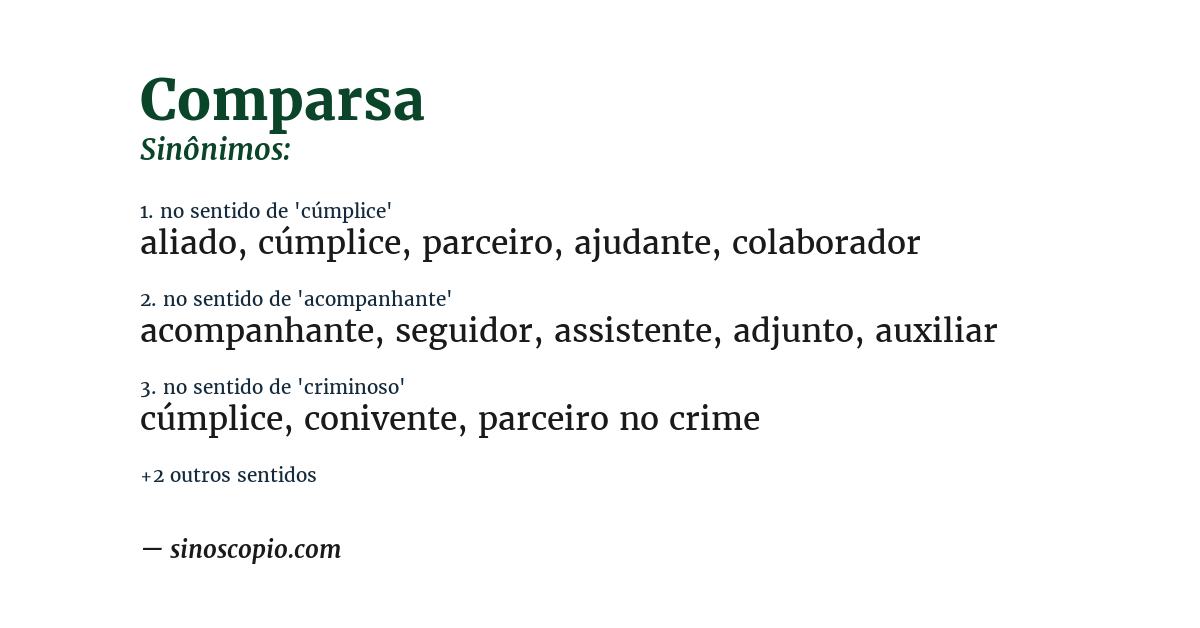 Sinônimo de comparsa