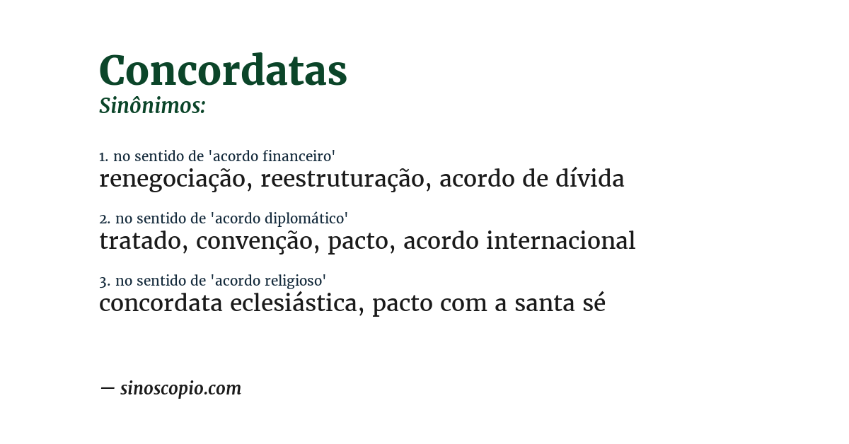Sinônimo de concordatas