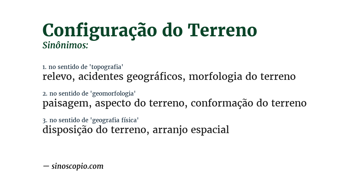 Sinônimo de configuração do terreno