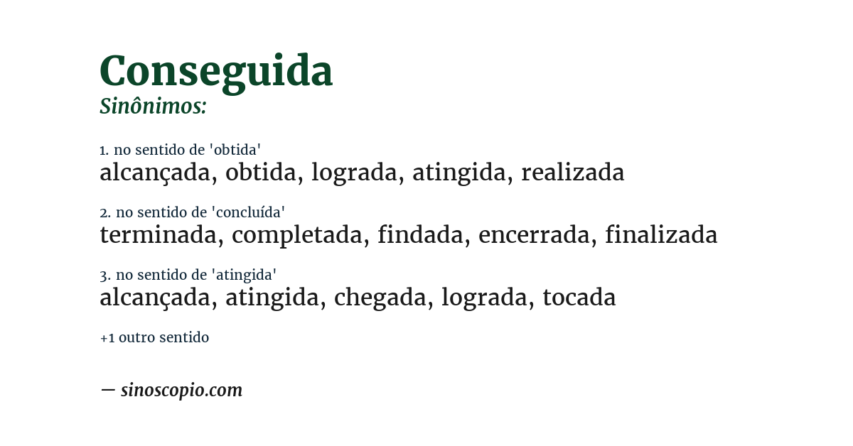 Sinônimo de conseguida
