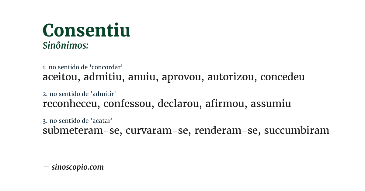 Sinônimo de consentiu