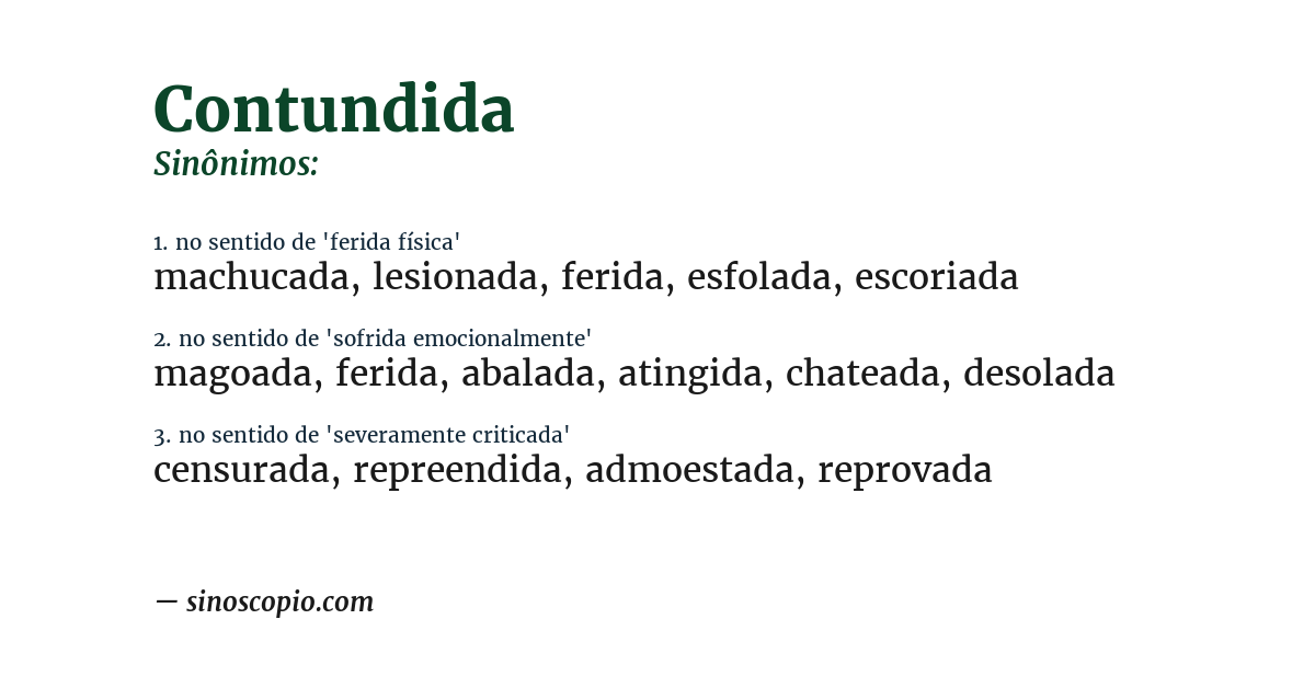 Sinônimo de contundida