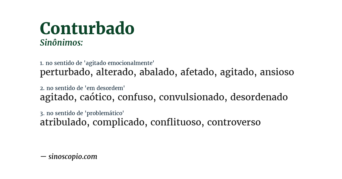 Sinônimo de conturbado