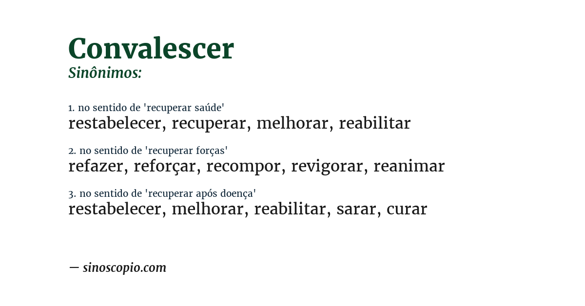 Sinônimo de convalescer