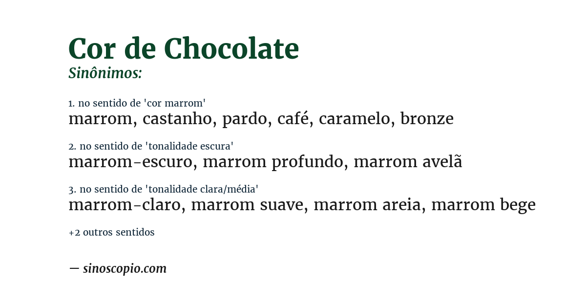 Sinônimo de cor de chocolate