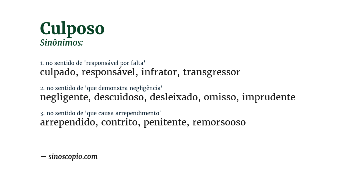 Sinônimo de culposo