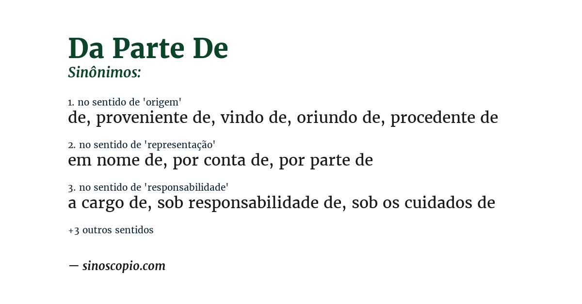 Sinônimo de da parte de