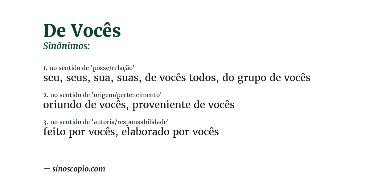 Sinônimo de de vocês