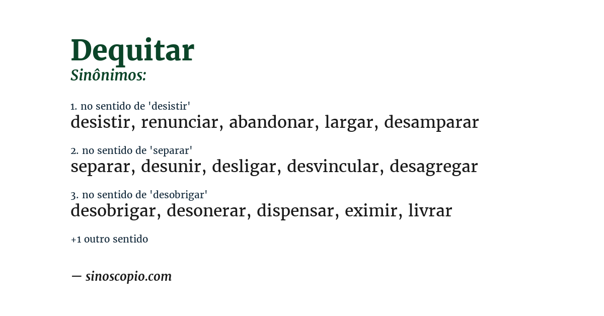 Sinônimo de dequitar