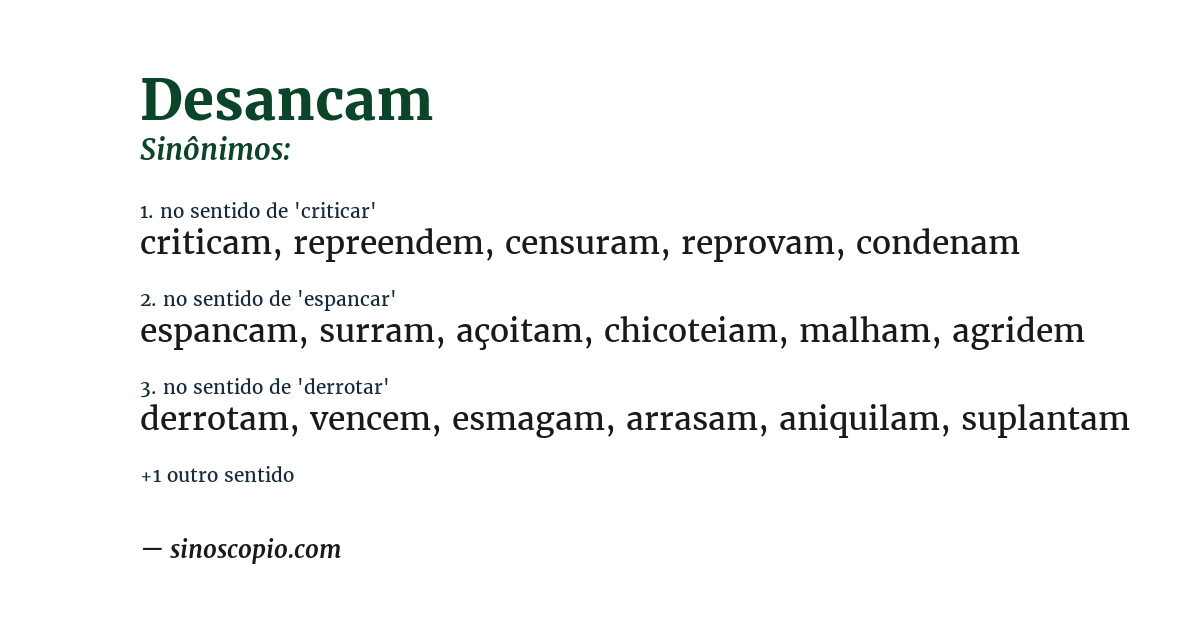 Sinônimo de desancam