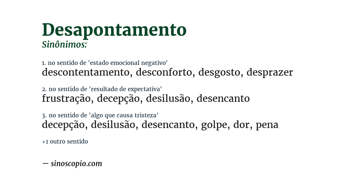 Sinônimo de desapontamento